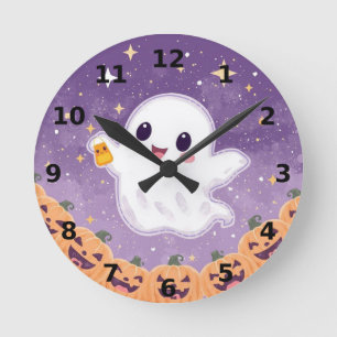 Süße Geister-Halloween-Wanduhr ⏰🎃 Runde Wanduhr