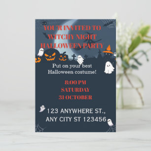 Süße Geister-Hexen-Nacht-Halloween-Party-Einladung Einladung