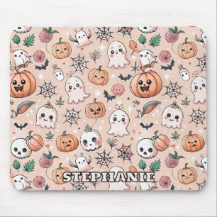 Süße Geister-Kürbis-Halloween-Orange-Muster Mousepad
