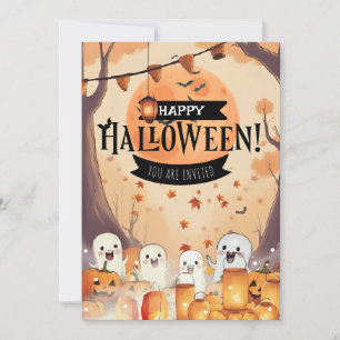 Süße Geister & Kürbisfeld Halloween-Einladung Einladung