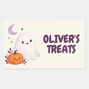 Süße Geister personalisierte Halloween-Süßigkeiten Rechteckiger Aufkleber