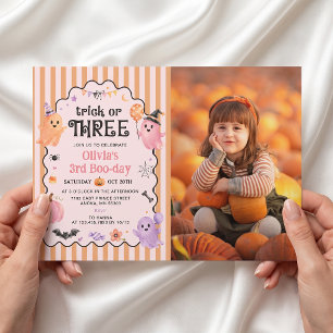 Süße Geister-Trick-or-Three-Einladung zum 3. Gebur Einladung