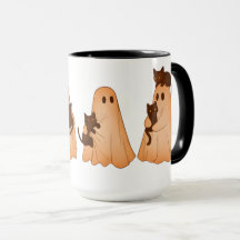 Süße Geister- und schwarze Katzen-Halloween-Tasse