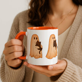 Süße Geister- und schwarze Katzen-Halloween-Tasse Tasse