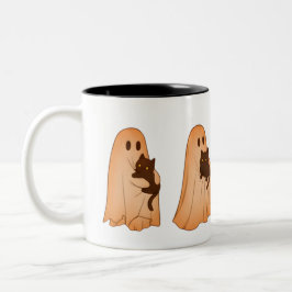 Süße Geister- und schwarze Katzen-Halloween-Tasse Zweifarbige Tasse