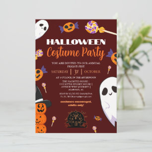 Süße Geister- und Süßigkeiten-Halloween-Kostümpart Einladung