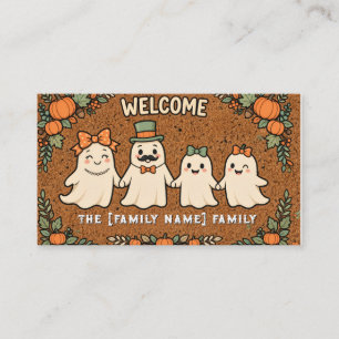 Süße Geisterfamilie Halloween Türmatte Kürbis Visitenkarte