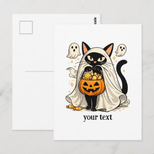 Süße Geisterkatze Trick-or-Treat Halloween Postkarte