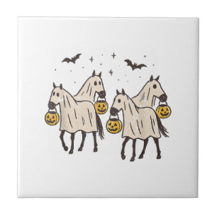 Süße Geisterpferde Halloween Süßigkeiten oder Saur Fliese