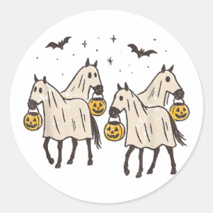 Süße Geisterpferde Halloween-Süßigkeiten oder Saur Runder Aufkleber