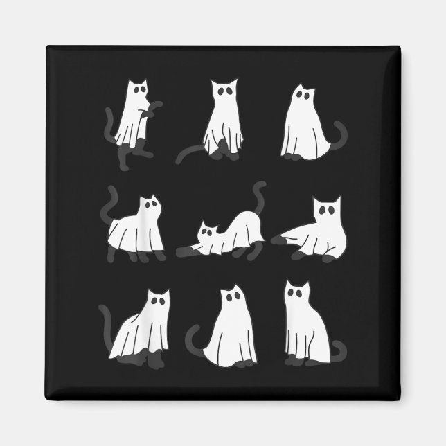 Süße Geistkatze Lustiges Halloween-Design Geistkat Magnet (Vorne)