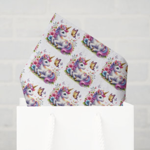 Süße gekachelte Mädchen Einhorn-Party Seidenpapier