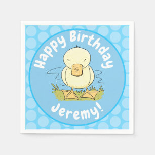 Süße gelbe Baby-Entenküken-Cartoon-Illustration Serviette