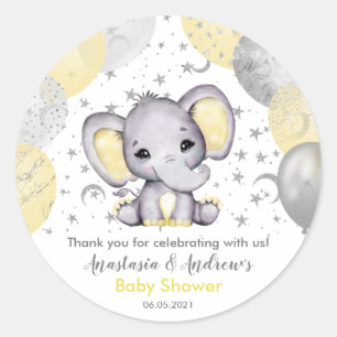 Süße gelbe Baby-Party Elefantenballons Runder Aufkleber
