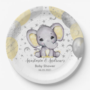 Süße gelbe Baby Shower Elefant Ballons Papier Pl Pappteller