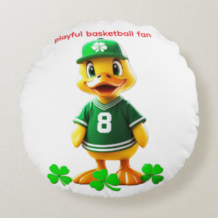 Süße gelbe Ente in Celtics-Trikot – Unreal Engine Rundes Kissen