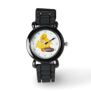 Süße gelbe Entenuhr Armbanduhr