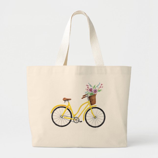 Süße gelbe Fahrrad-Tasche Jumbo Stoffbeutel (Vorne)