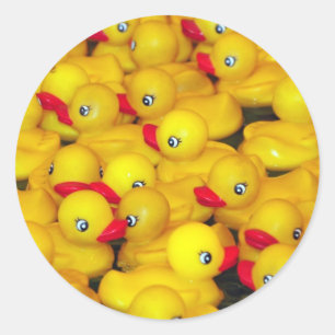 Süße gelbe Gummi-Enten Runder Aufkleber