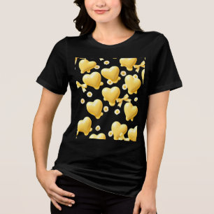 Süße gelbe Herzen schwarzes Shirt - Süßes Liebesmu