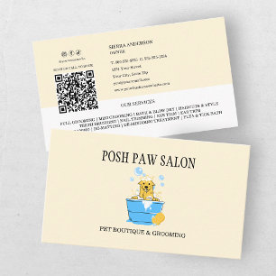 Süße gelbe Hundepflege-Boutique Pet QR-Code Visitenkarte