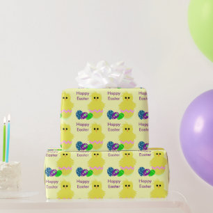 Süße gelbe rosa Küken verzierte Eier Geschenkpapier