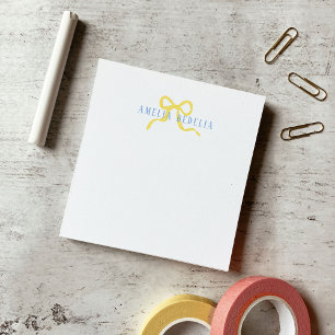 Süße gelbe Schleife Blaue Personalisierung Post-it Klebezettel