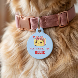Süße gelbe Schmetterlings-Schleife-Hunde-Name-Hals Haustiermarke