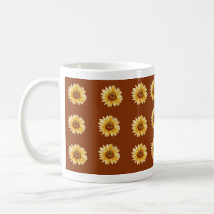 Süße gelbe Sonnenblumen-Gitter-Blumen Herbst Kaffeetasse
