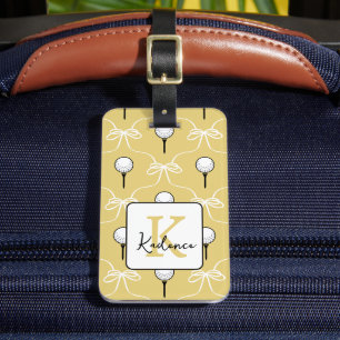 Süße gelbe weiße Schleife Golf Muster Monogramm  Gepäckanhänger