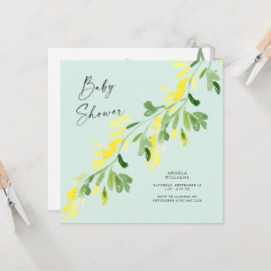 Süße gelbe Wildblumen-Mint-Baby-Party-Quadrat Einladung
