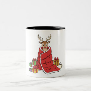 Süße gemütliche Weihnachts-Rentiere in Decke Lusti Zweifarbige Tasse