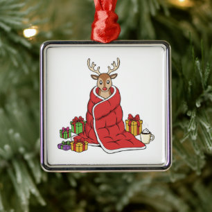 Süße gemütliche Weihnachtsrenne in Decke Lustig Ornament Aus Metall