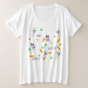 Süße geometrische Geister-Sprinkles-Kostüm-Party Große Größe T-Shirt