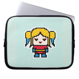 Süße gepixelte böse Mädchen-Wurfkissen-Taschenuhr- Laptopschutzhülle