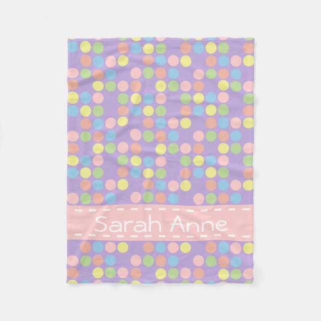 Süße Geschäfts-Polka-Punkte auf dem Lavendel Fleecedecke (Vorderseite)