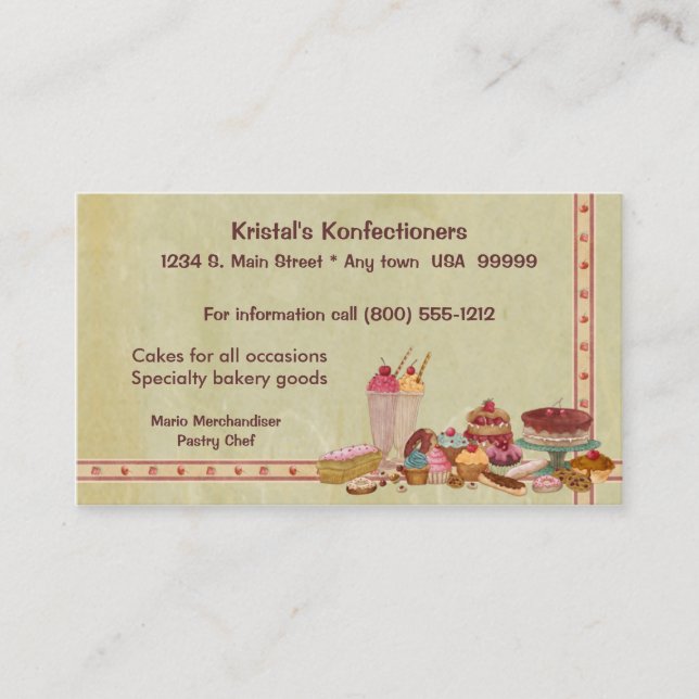 Süße Geschäfts-Visitenkarte Visitenkarte (Vorderseite)