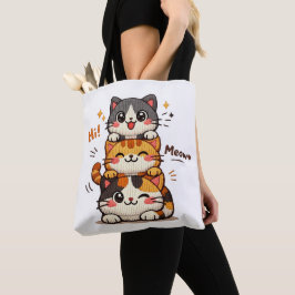 Süße gestapelte Katzen Hi Meow Tasche