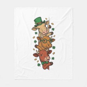Süße gestapelte Kühe St. Patrick Vintage-Stich Des Fleecedecke