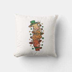 Süße gestapelte Kühe St. Patrick Vintage-Stich Des Kissen
