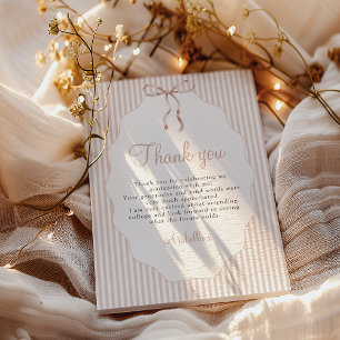 Süße gestreifte beige Schleife Abschluss Dankeskarte