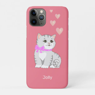 Süße getigerte Kätzchen Katze & Herzen auf Rosa Case-Mate iPhone Hülle