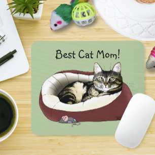Süße getigerte Katze Grüner Muttertag Mousepad