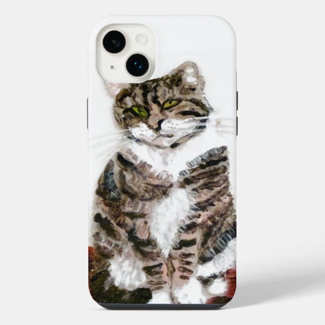 Süße getigerte Katzenkunst iPhone 14 Plus Hülle (Rückseite)