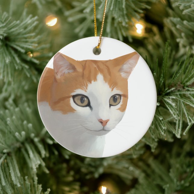 Süße getigerte Katzenkunst Keramik Ornament (Baum)