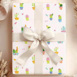 Süße getopfte Kakteen und Wüstenpflanzenmuster Geschenkpapier