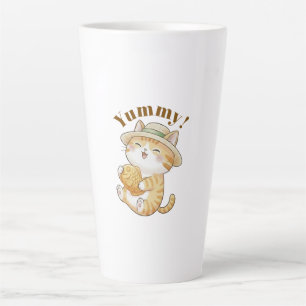 Süße Ginger-Katze mit Taiyaki-Fisch-Latte-Mug Milchtasse