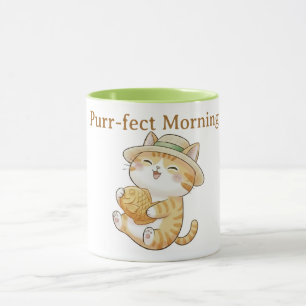 Süße Ginger-Tabby-Katze Taiyaki-Kaffeetasse Tasse