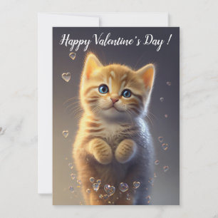 Süße Ginger Tabby Valentins-Kätzchen Feiertagskarte