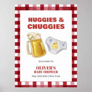 Süße Gingham Huggies Windel Baby Shower Begrüßung Poster